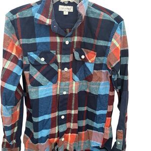 Free Assembly Men's Plaid Flannel Shirt‎ Blue/Red Long Sleeve S